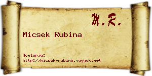 Micsek Rubina névjegykártya